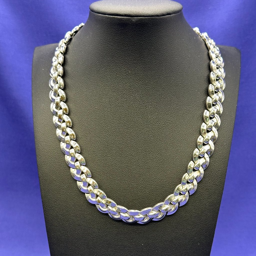 Vtg Crown Trifari By Alfred Philippe Pat. #156994 Silver-Tone Choker Necklace